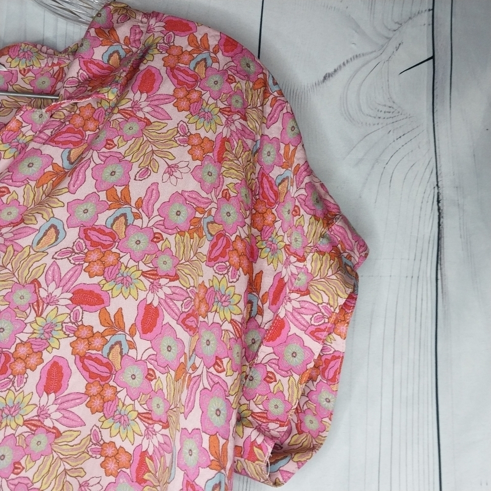 Lucky Brand Women's Pink Button Down Loose Fit Casual Boho Cottagecore Top - Picture 2 of 13